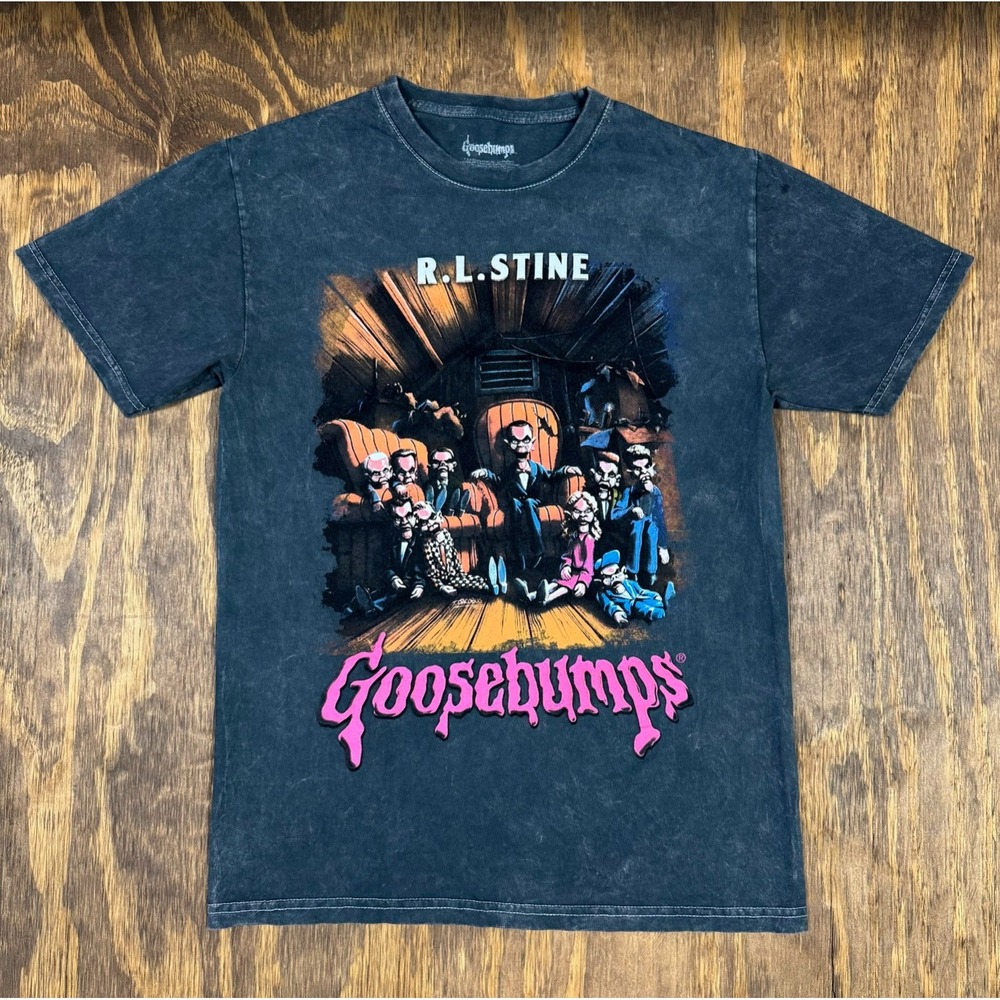 Goosebumps R.L. Stine Slappy Graphic Tee M Black Acid Wash Tim Jacobus